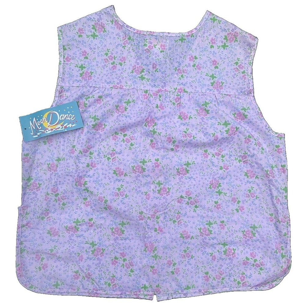 MoonDance Sleeveless Floral Purple Smock  3X Craft Art Cook Pearl Snaps Vintage - Picture 4 of 5